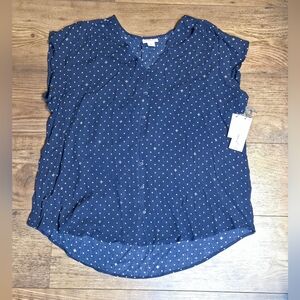 Liz Claiborne Navy Dot Blouse 2XL